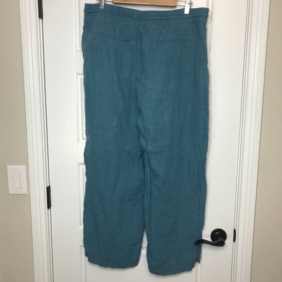 Athleta Retreat Linen Mid-Rise Wide Leg Pants Women's Plus Size 16 Split Hems - Picture 3 of 14